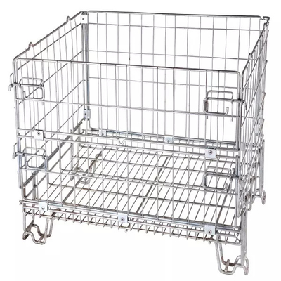 Long Folding 4.8mm Wire Mesh Storage Containers Steel Metal Box Warehouse